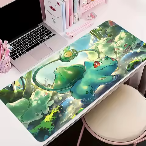 Anime Mouse PadP-pokemon Bulbasaur 900x400 Gaming Accessories Carpet Gamer Keyboard Desk Mat Non-Slip Laptop Notebook Mousepad