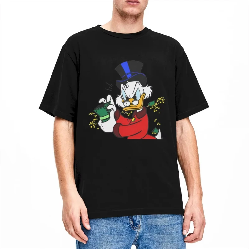 2025 البخيل McDuck تي شيرت الشاطئ الجمالية تي شيرت القطن الخالص تي شيرت على طراز هاراجوكو الرجال قصيرة الأكمام عادية الرياضة الراحة