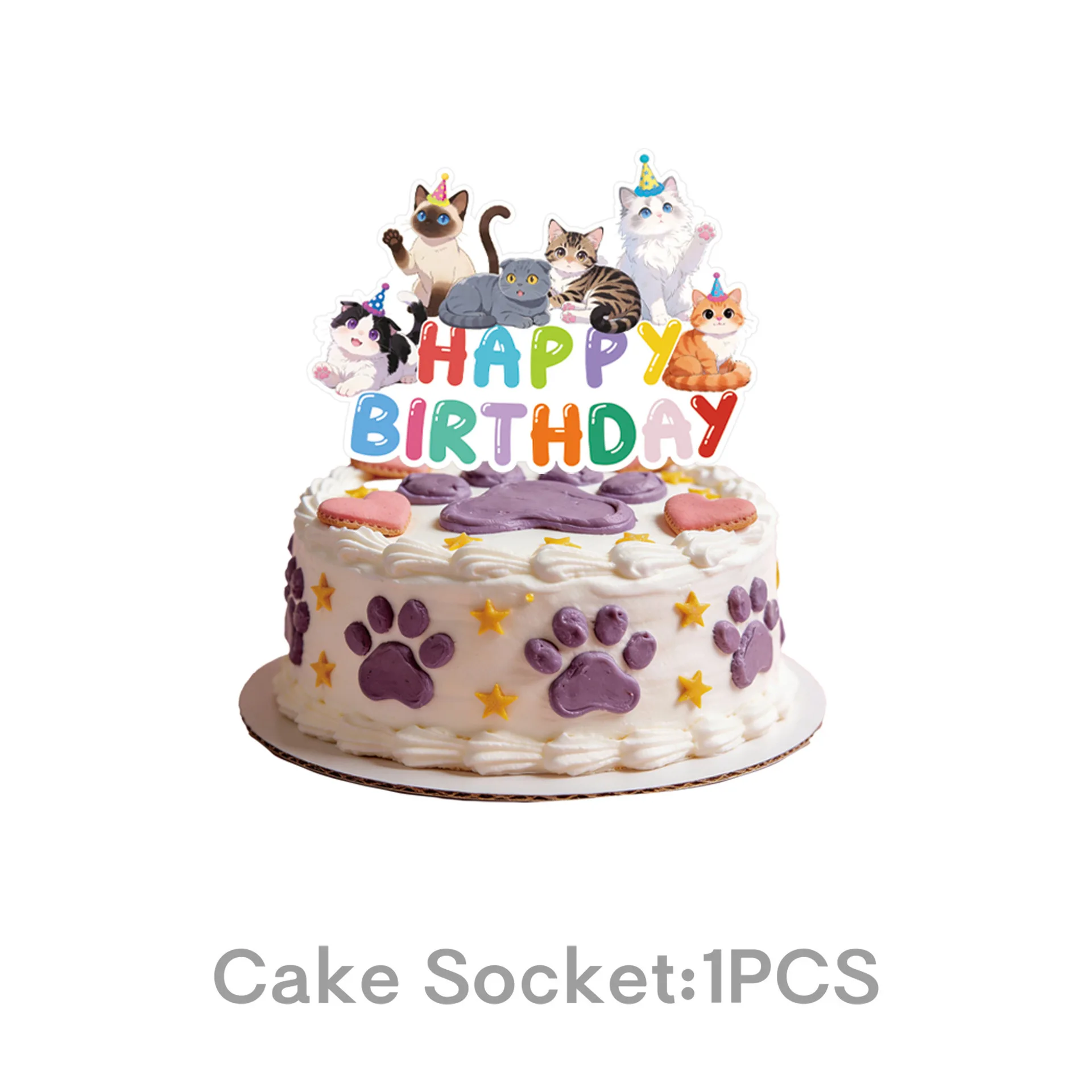 Niedliche Katzen-Geburtstagstorten-Deko Haustier-Katzen-Thema Kuchendekoration für Kindergeburtstag Babyparty Katzen-Themenparty-Zubehör – Detail 1