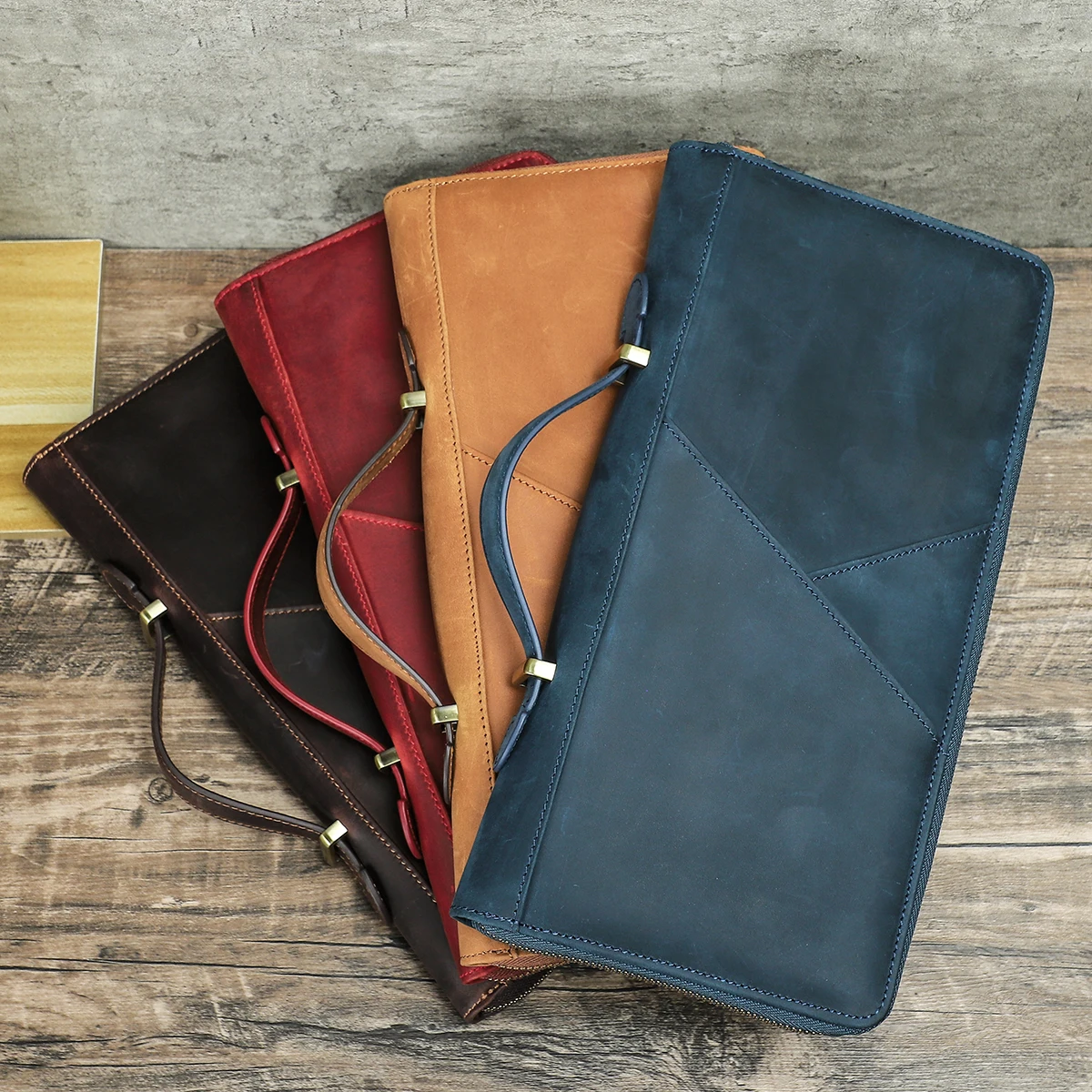 CONTACT'S Genuine Leather Family Passport Clutch Wallets Passport Cover Travel Handbag, 10 Passport Slots, Free Personalization