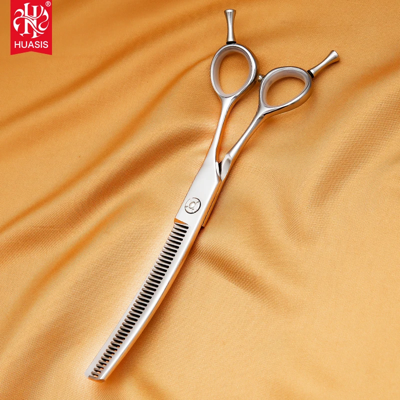 HUASIS AR-VQ03 Curved Thinner 7inch High Quality Bent Texturizing Scissors for Pet Grooming 440C Stainless