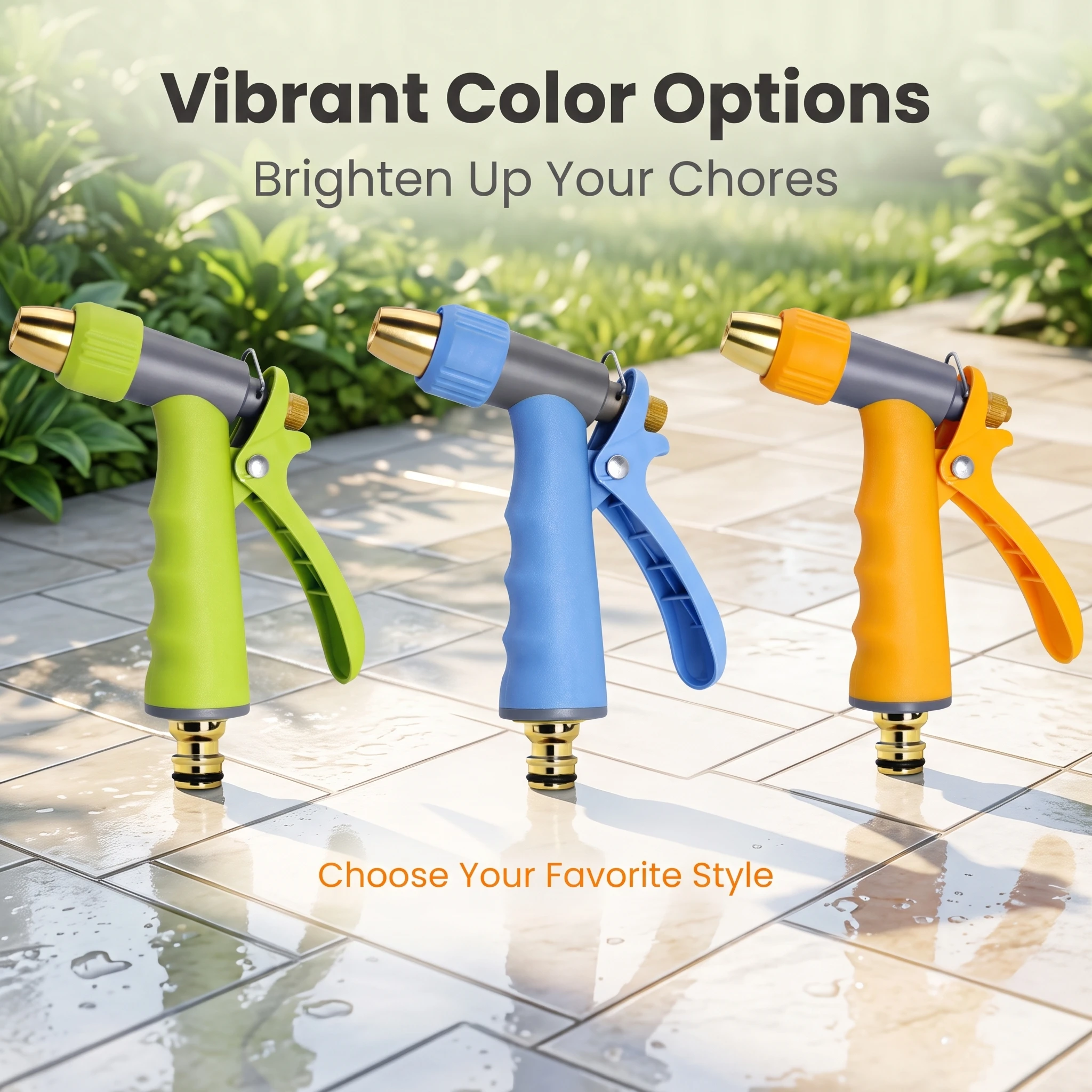 3 Colors Garden Water Spray Gun Adjustable Flow High Pressure Car Wash Lawn Floor Cleaning Hose Sprayer Nozzle