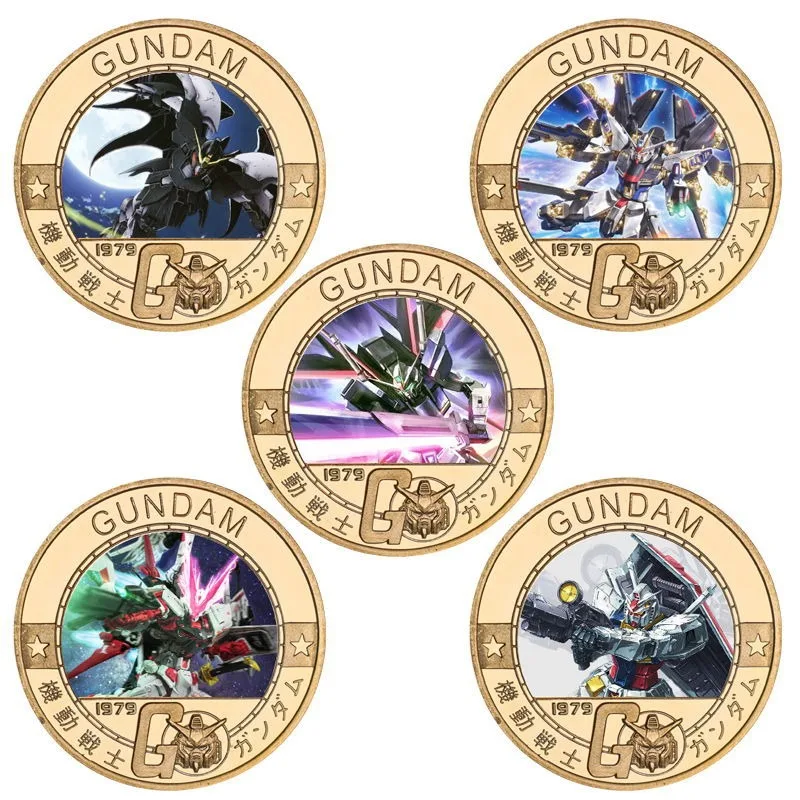 

Bandai Gundam Commemorative Coins Anime Cartoon Action Characters Surrounding Gold Coins Metal Badges Collection Decoration Gift