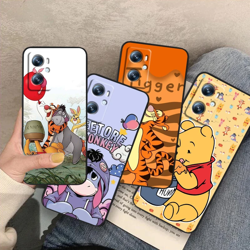 Winnie The Pooh Cute Cartoon For OPPO Find X6 X5 X3 A54S A5 A94 A16 A53S A57 A74 A72 A98 A78 A96 A9 5G Black Back Phone Case