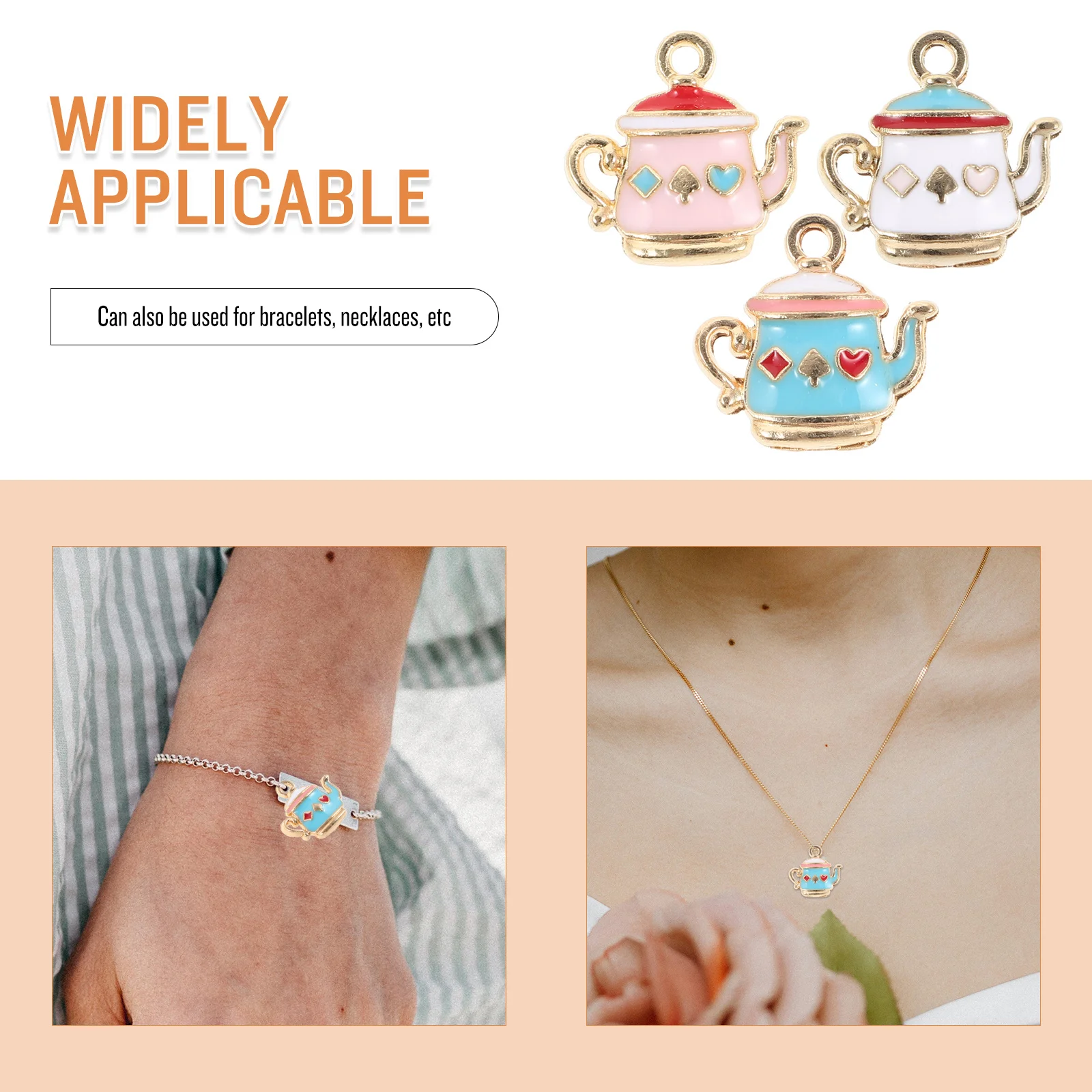 30Pcs Teapot Pendant Charms DIY Earrings Accessories Handmade Jewelry Materials Charms for Jewelry Making Tea Pot Decor