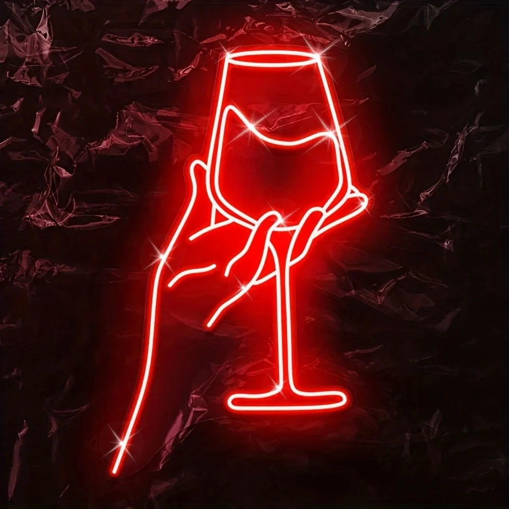 

Cheers Wine Glass LED Neon Sign USB Adjustable Party Light Home Bar Bedroom Portable Wall Decoration Neon Wall Decoration