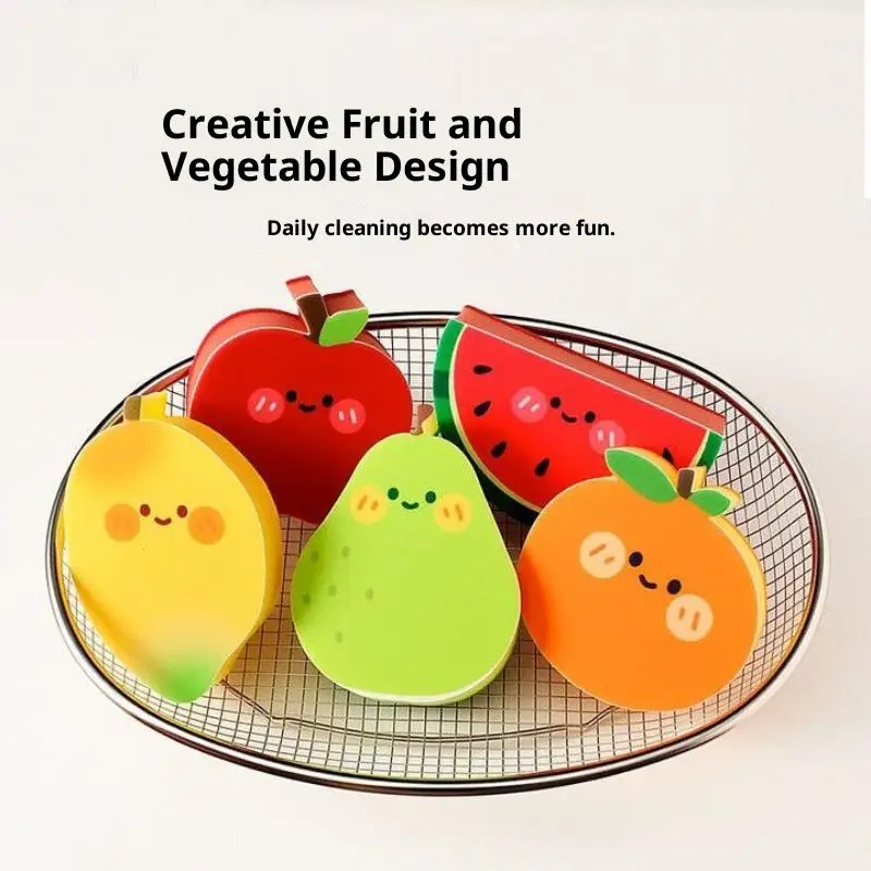 1/4 قطعة شكل الفاكهة لطيف سميكة الإسفنج غسل الصحون مسح منشفة المطبخ المنزلية وعاء فرشاة طبق الإسفنج تنظيف أداة