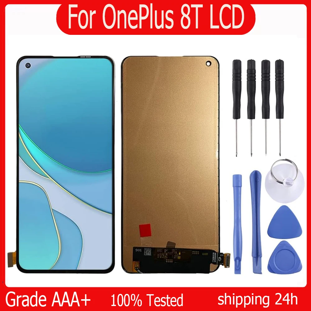 100% Tested OLED TFT Display For OnePlus 8T LCD Touch Digitizer Screen Assembly KB2001 KB2000 KB2003 KB2005 1+8T LCD Replace