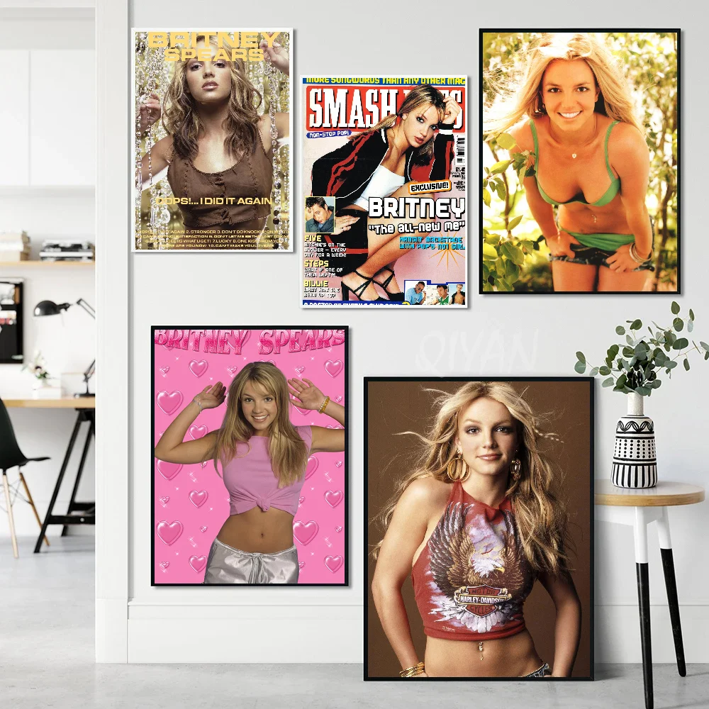 Singer Britney Spears Poster Self-adhesive Art Waterproof Paper Sticker Coffee House Bar Room Wall Decor