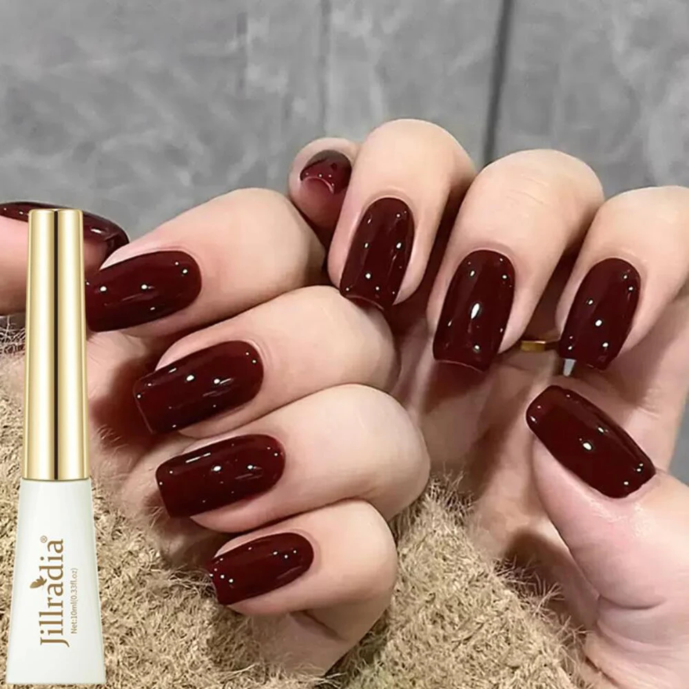 10ml Lakier Hybrydowy Ancora Red Winter Dark Red Glitter do Paznokci, Półtrwały Lakier do Zdobienia Paznokci, Usuwany Soak Off, Żel UV LED do Salonów Paznokci