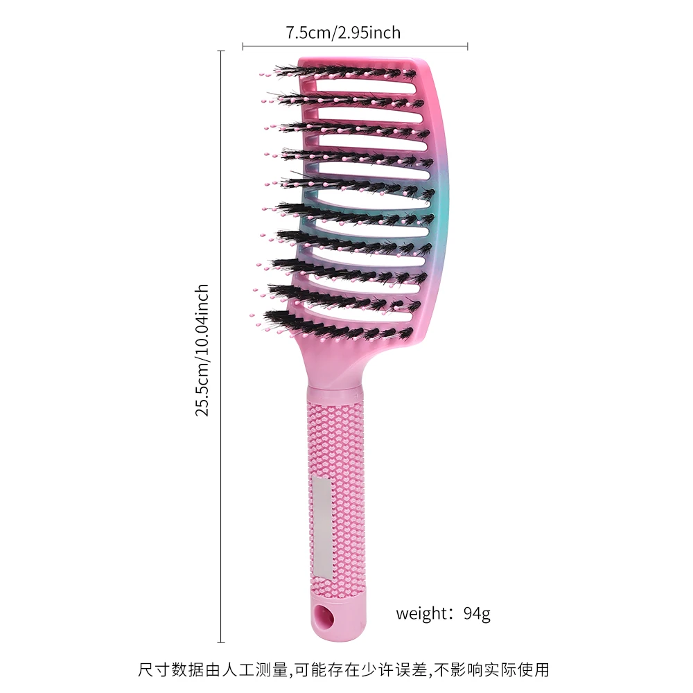 Barber Hair Brush Scalp Massage Comb Women Nylon Pig Sideburns Wet Curly Hair Brush for Salon Hairdressing Styling Tools ﻿
