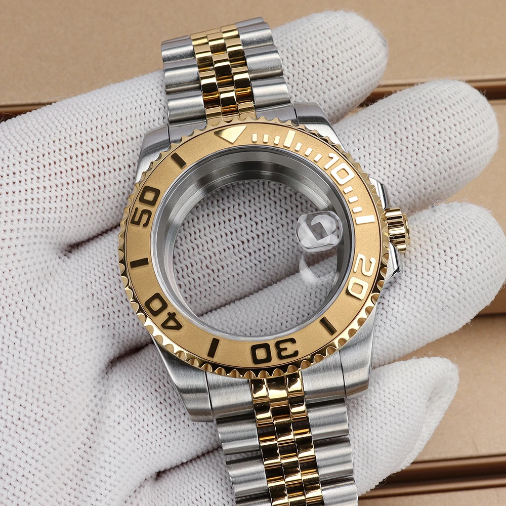 

40mm Gold Silver Watch Case For Submariner GMT SUB NH34 NH35 NH36 NH72 8215 ETA2824 Jubilee Bracelet Stainless Steel Accessories
