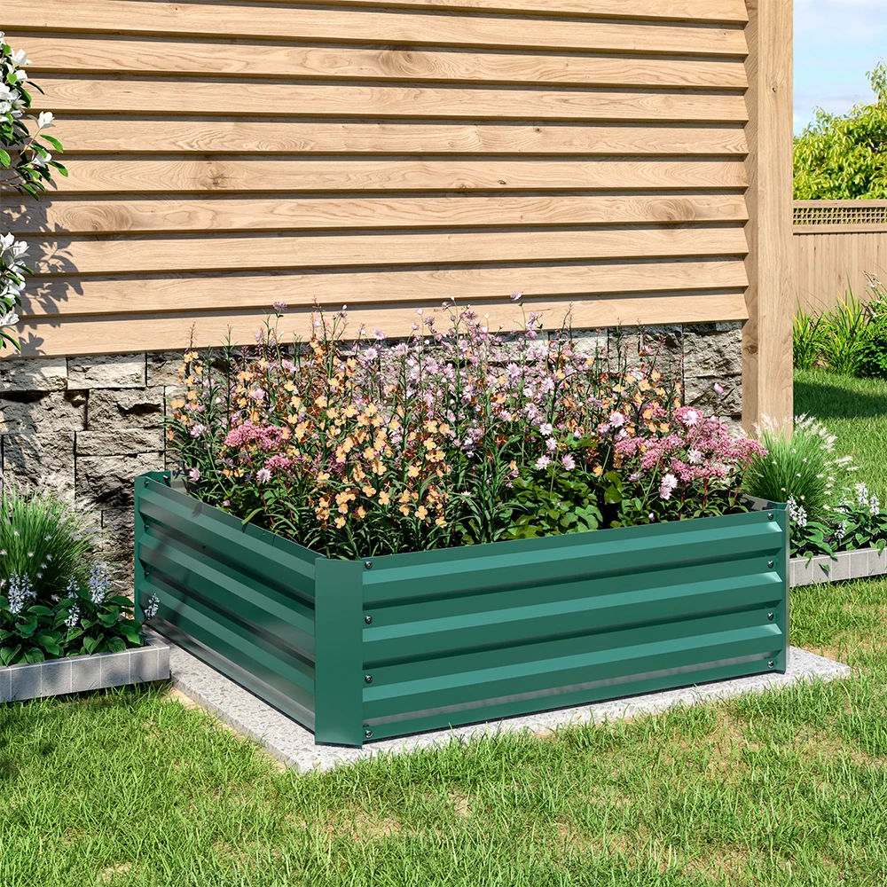 100cm Galvanized Steel Rectangular Raised Garden Bed Planter Box