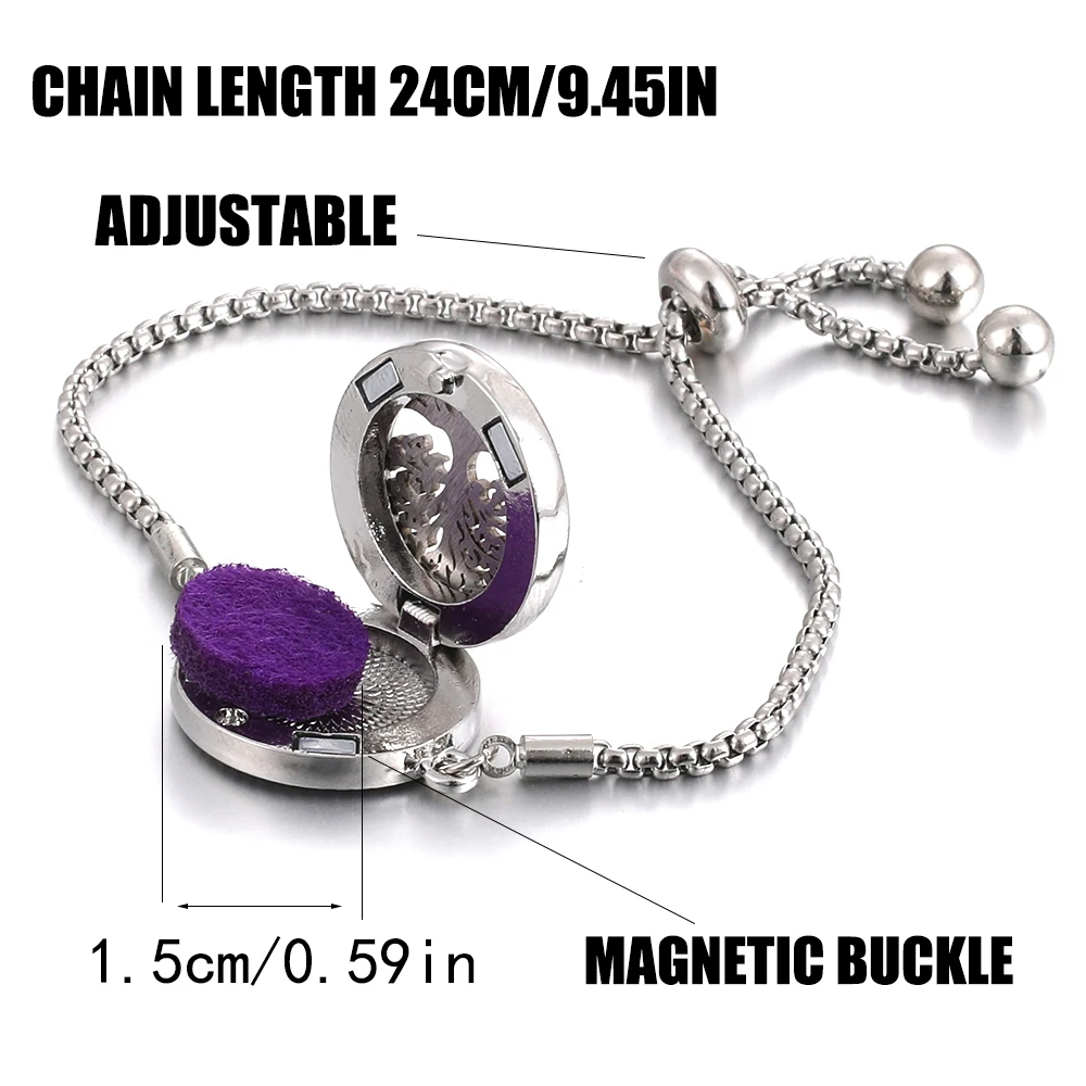 New Aromatherapy Diffuser Bracelet Essential Oil Diffuser Bracelet Alloy Stainless Steel Perfume Aroma Locket Bracelet for Women