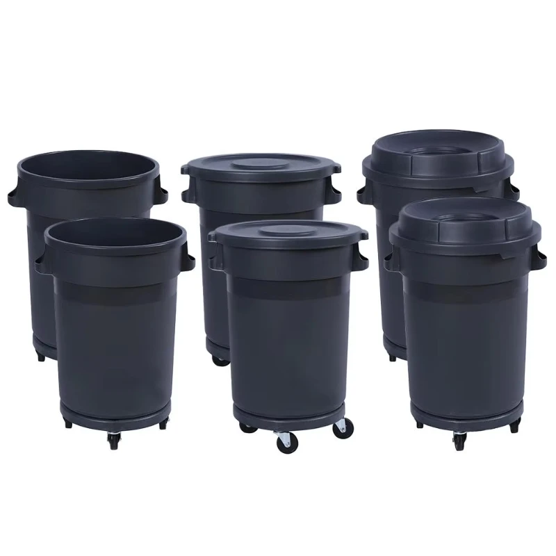 

Plastic trash can with wheels and pedals Garbage trash can lid PP material