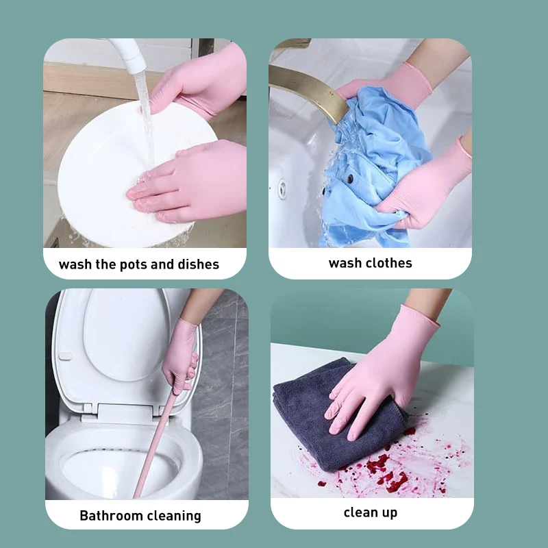 30/60/120 Pcs Disposable Nitrile Glove Thick Extended Household Cleaning Sterile Hand Protection Kitchen Food Safety