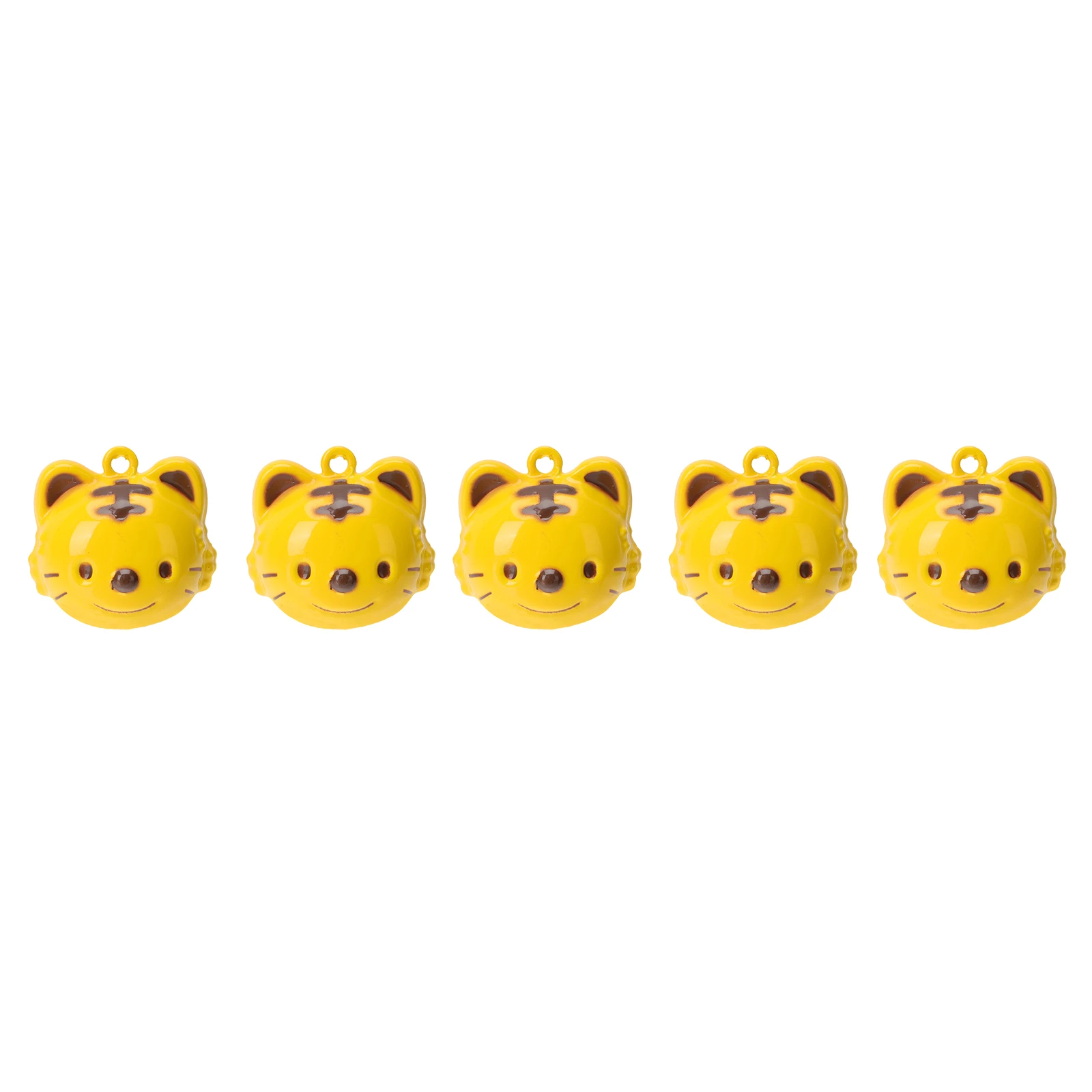 

5 Pcs Tiger Shape Bell Iron Keychain DIY Jewelry Supplies Bracelet Charm Pendant Travel Accessory Cartoon Design Practical Use