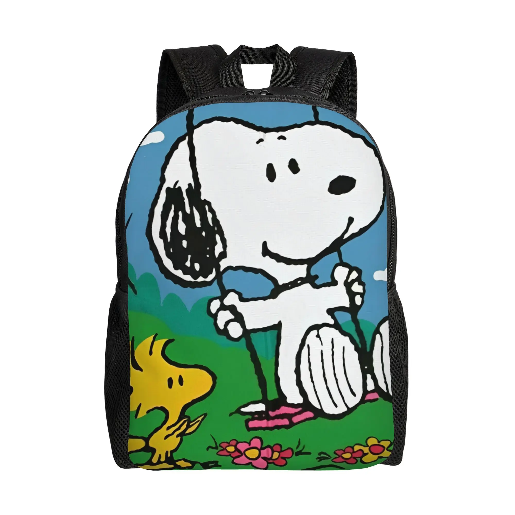 

Snoopy Woodstock Fashion Backpack with Pocket High School Business Cartoon Daypack for Men Women College Canvas Bags