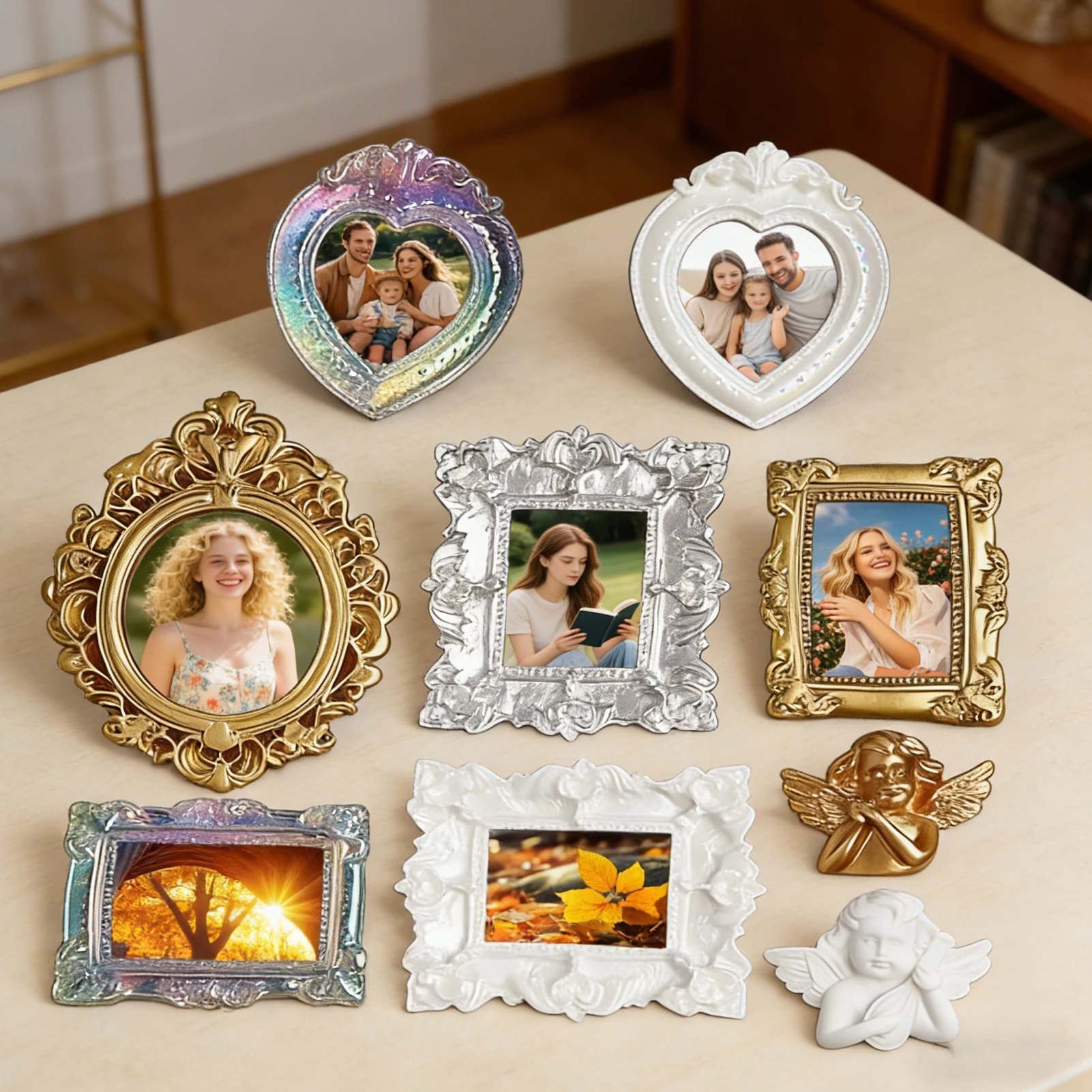 Vintage Retro Gold Mini Picture Frame Display Accessories