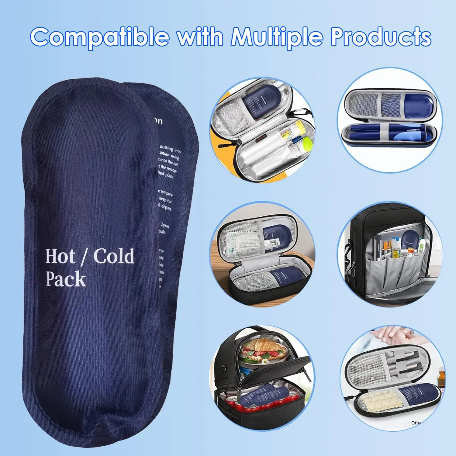 حزمة الثلج المحمولة هلام لصندوق الغداء قابلة لإعادة الاستخدام مرض السكري الأنسولين كيس التبريد الفريزر البارد هلام مكعبات الثلج كتل للإصابات