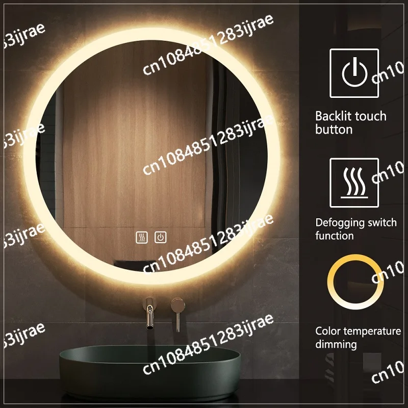 Round Smart Backlit Led Mirror with Touch Switch for Bathroom