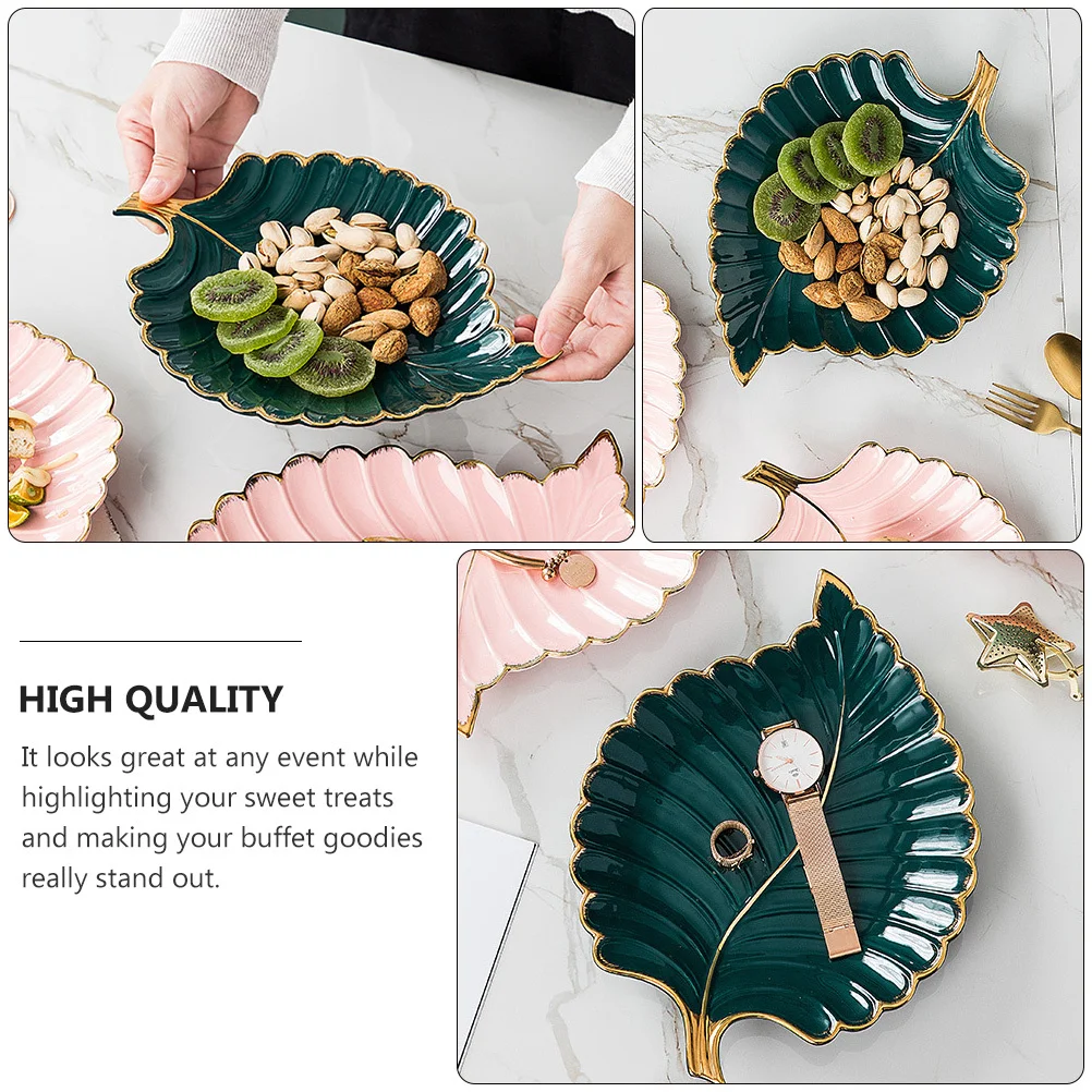 1Pcs Creative Leaf Shaped Jewelry Tray Cake Stand Green Color Even Classic Design Perfect for Events Cake Display Stand
