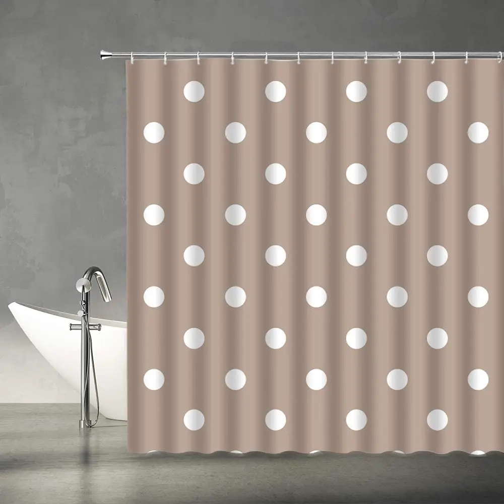 Polka Dot Shower Curtain Vintage Black and White Doodle Polka Dots Fashion Bathroom Curtains Decor Polyester Fabric Sets Hooks