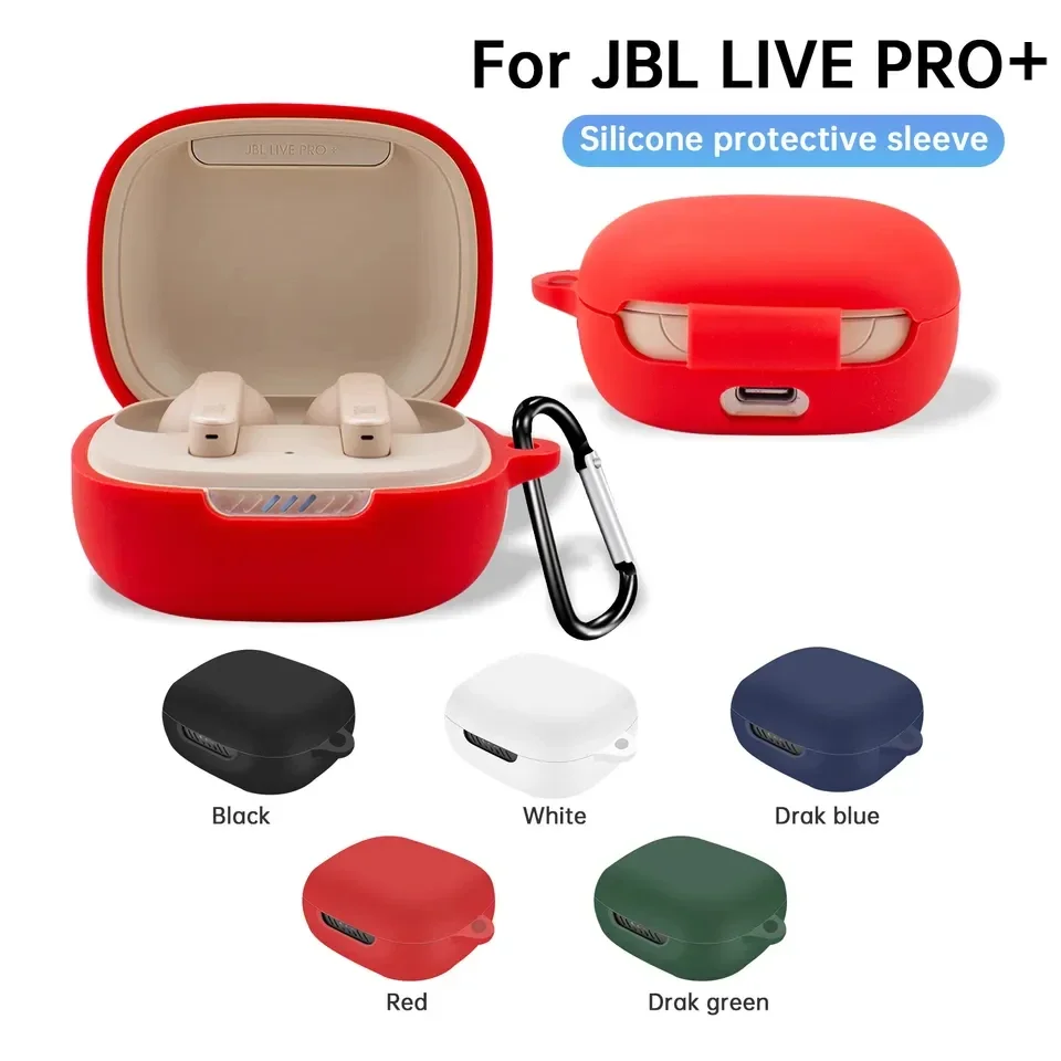 Casing silikon TWS untuk JBL Live Pro +, Earphone pelindung dengan kait