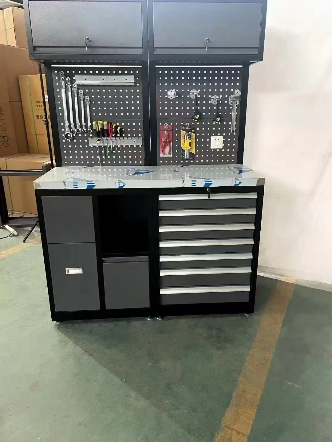 

z Large Steel Combination Workbench/Garage Cabinet System New Black Large Steel Combination Tool Furniture Hardware