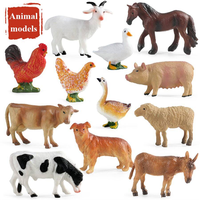 12PCS Simulation Poultry Farm Animal Model Toy Mini Duck Horse Chicken cow Figures Dolls Action Figurines Toys For Children Gift