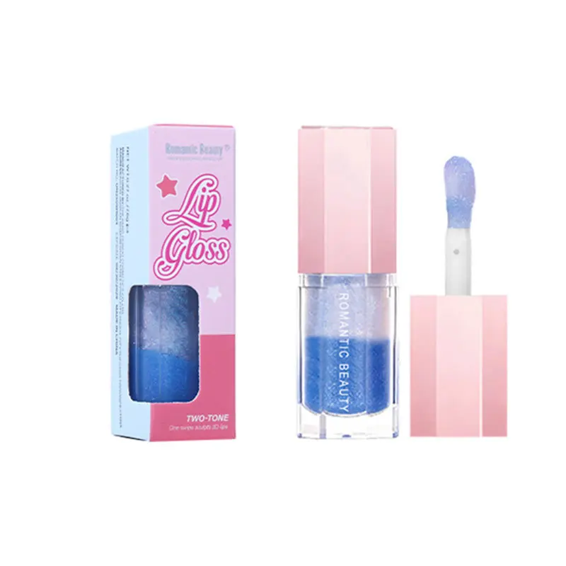 二層リップグロス - 上下で異なるパールカラー、重ね塗りで輝き、保湿オイルベースで塗りやすい