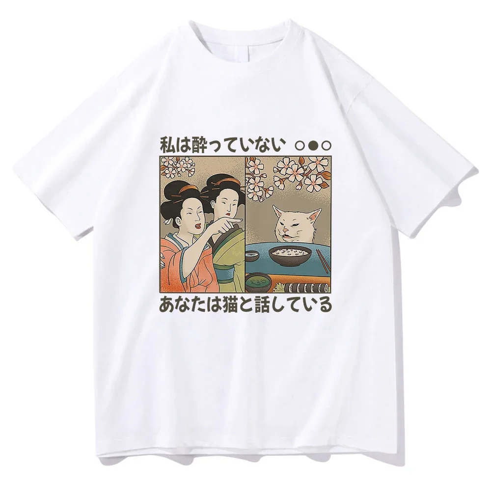 النمط الياباني الكرتون القط التي شيرت 2025 الرجال/النساء الملابس Harajuku Kawaii ملابس الصيف بلايز للجنسين القطن تنفس القمم #4