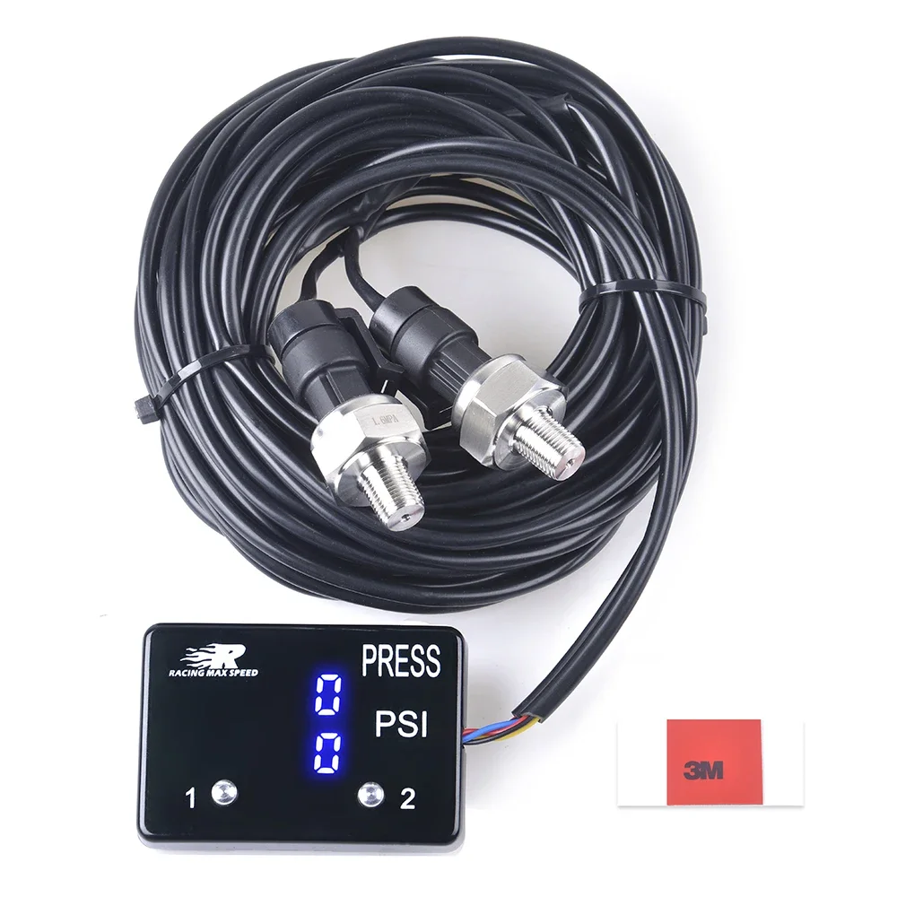

Dual 12v Digital Air Pressure Oil Pressure Gauge With 1/8NPT Sensors Three Color Display
