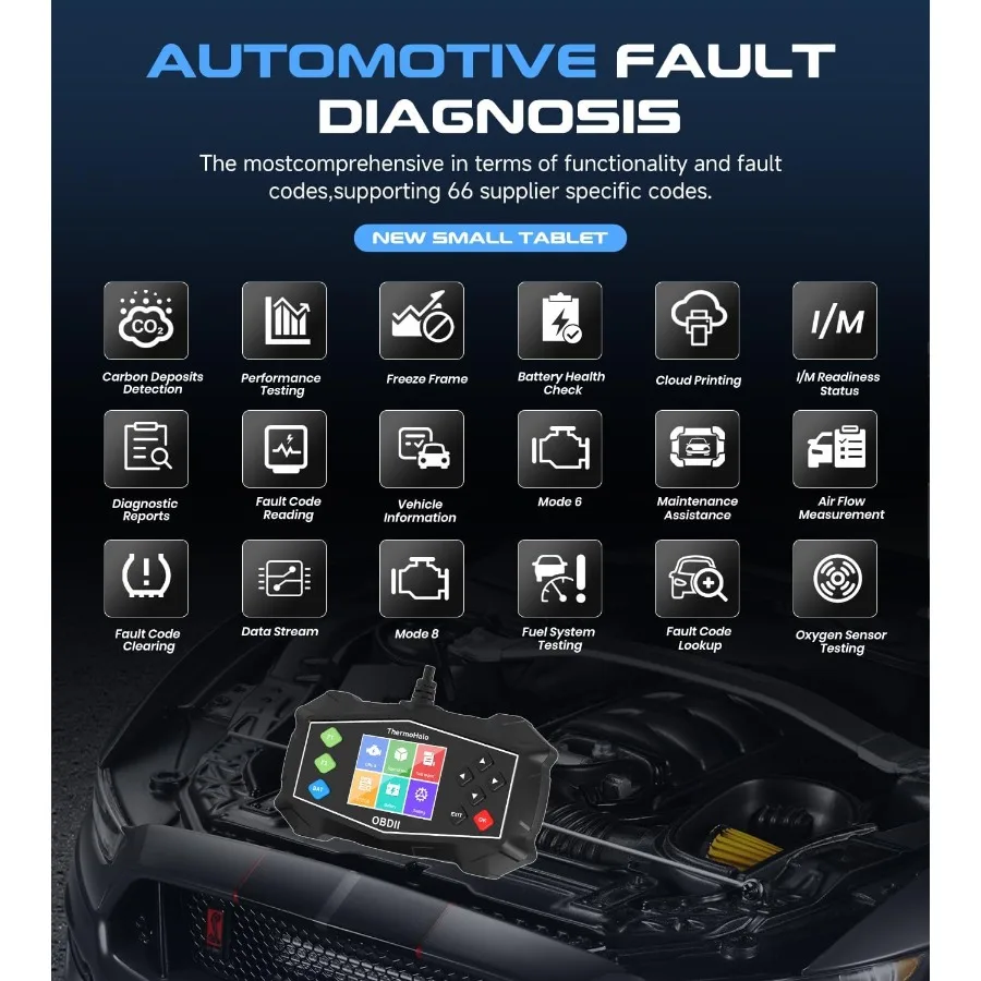 Professioneller OBD2-Scanner, Autodiagnosetool, OBDII-OBD-Codeleser mit verbessertem Check, Diagnose-Scanfunktion für Motorlicht