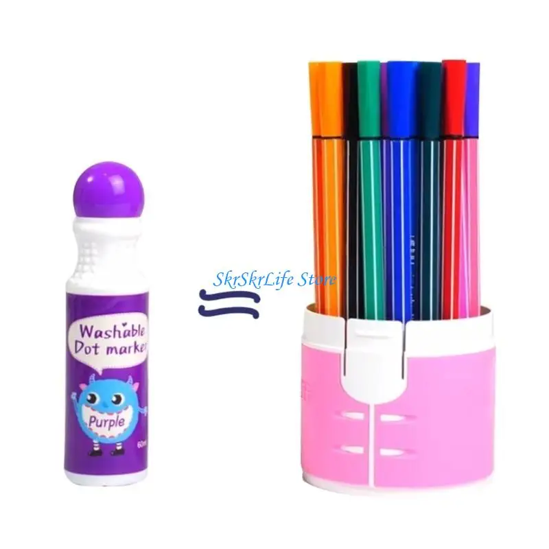E65E Toddler Dot Marker Non-toxic Washable Dot Marker 3/6/8/10Colors, for Kid Toddler Coloring Kindergarten Art Project