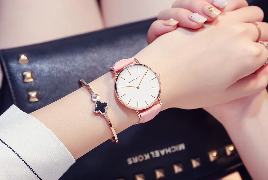 HANNAH MARTIN Top Marke Frauen Wasserdichte Armbanduhren 36mm Mode Luxus Ultra Dünne Leder Kreative Rose Gold Damen Uhren – Detail 16