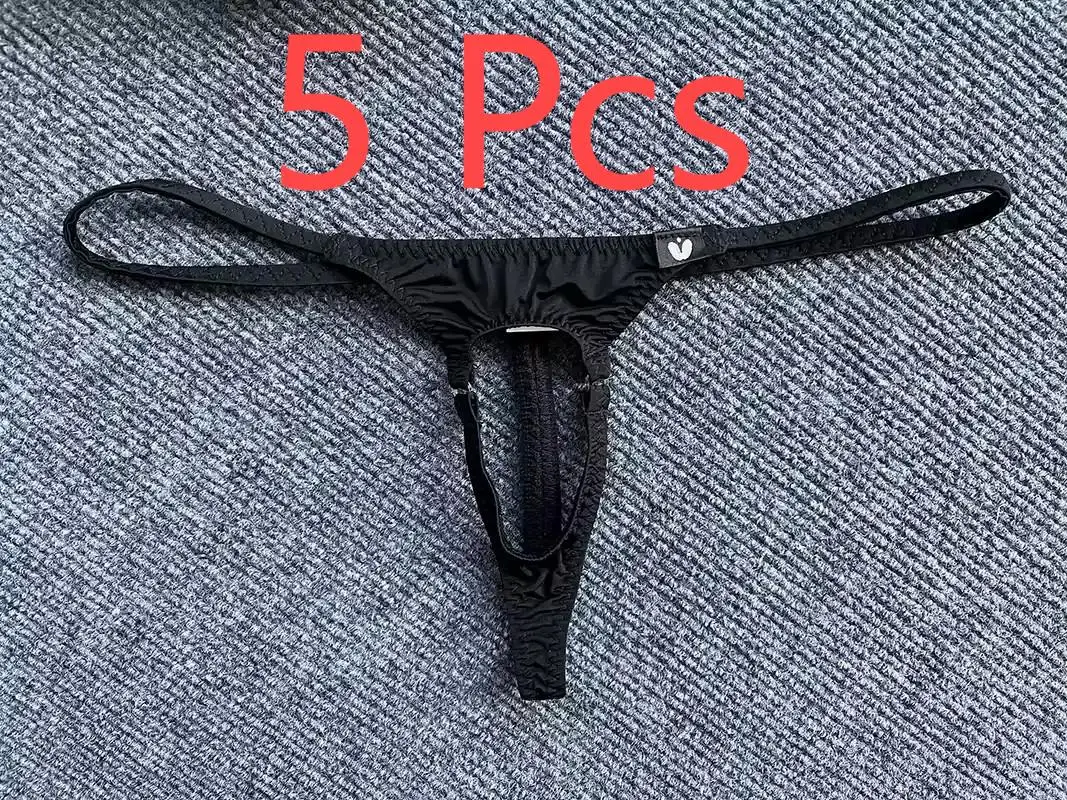 5 Pcs  Hollow Out Men's Underware  No Cover Thongs With Ice Silk Thin Design Pure Desire Low Waist Sexy Men's Bed Elastic Thongs