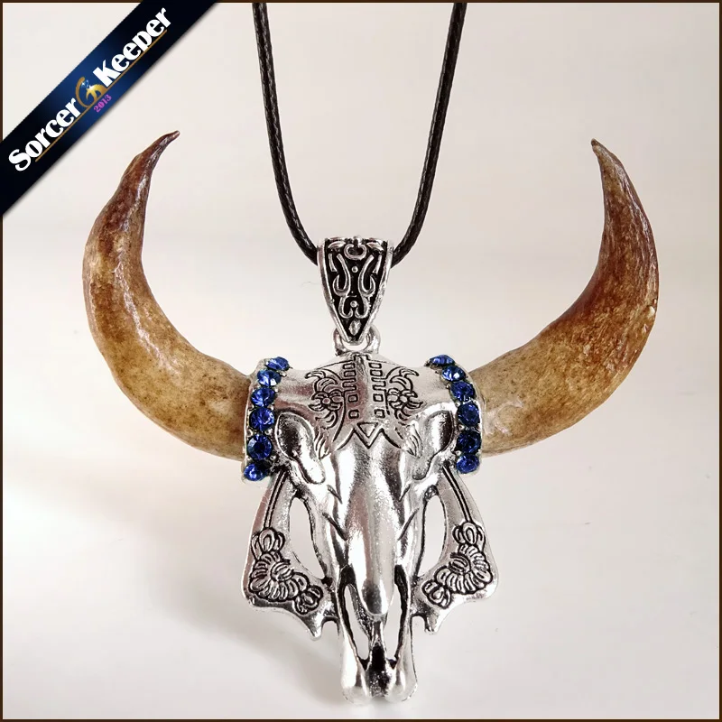 

Men's Horde Amulet Necklace Tibetan Amulet Fangs Real Bone Natural Tooth Vintage Wolf Tooth Charm Cattle Head Pendant