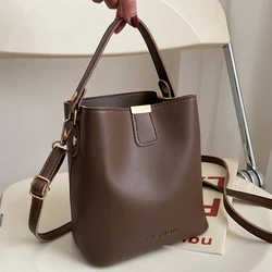 Casual Pu Leather Shoulder Bag Simple Handbags Casual Ladies Tote Female Bucket Women Shoulder Crossbody Messenger Bag