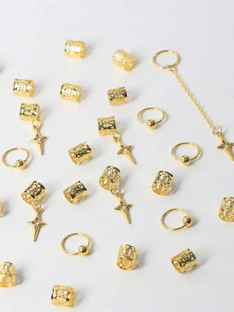

30pcs Star Charm Metal Hair Beads For Dreadlocks, Y2K Punk Beach Party Head Accessories