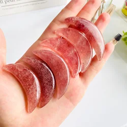 1pc Natural Crystal Strawberry Quartz Moon Carving,Wholesale Hand Carved 5-6 CM Strawberry Quartz Crystal Moon For Decoration.