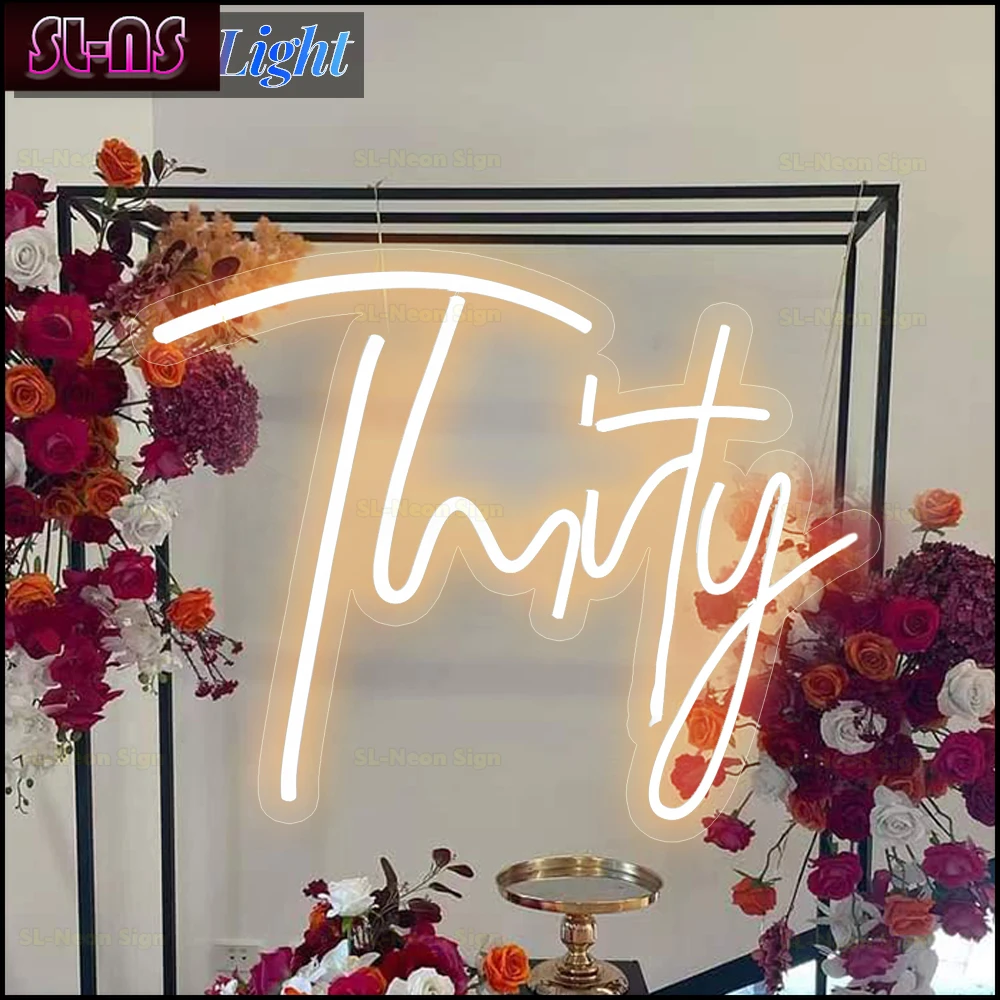 

Hello Thirty Light Sign Personalize Flex LED Neon Signs for Wedding Party Home Decor Customize Neon Sign Bar Store Logo