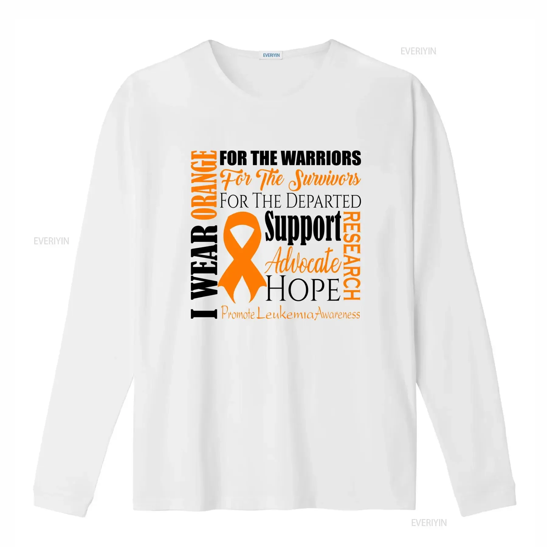 Leukemia Awareness Orange Ribbon Print For Survivors Advocate Research Casual T Shirt vintage Washed Slightly Stretched