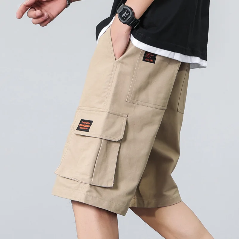Pure Cotton Work Shorts for Men's Summer Thin Outerwear Trendy Casual Pants with Loose Fit and Sporty Shorts for Men's Pants