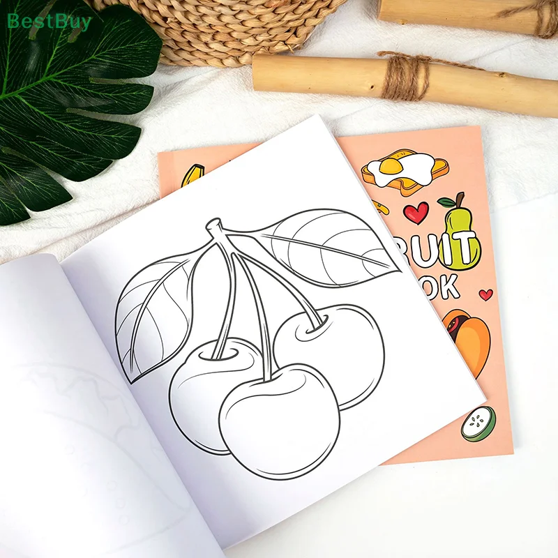 Cartoon Mini Food Fruit Coloring Book Montessori Educational Toy Graffiti Book Creative Interesting Filling Color Book Gifts