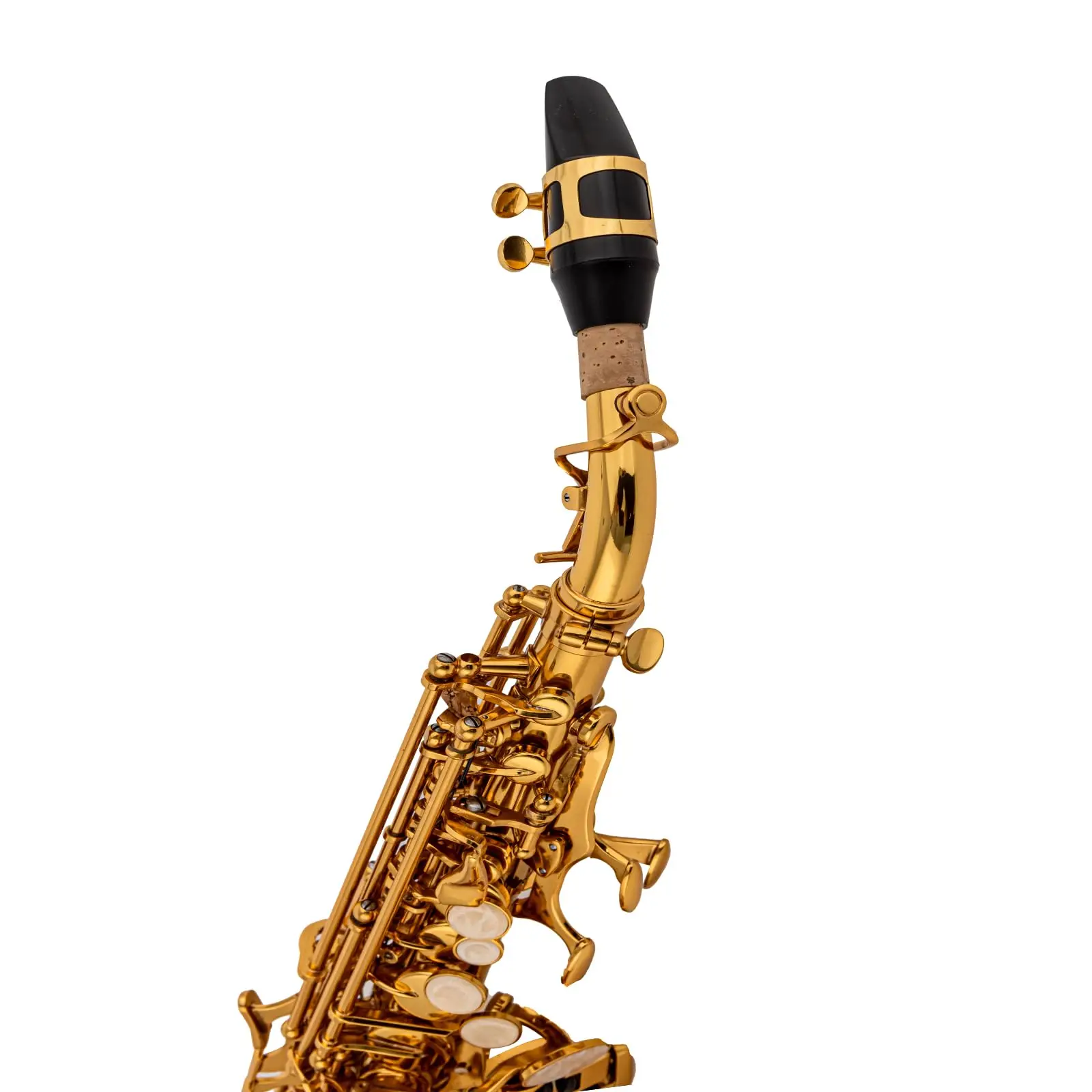 AUROSUS SB-G CURVED SOPRANO SAXOPHONE YELLOW BRASS BODY & KEYS GOLD LACQUER FINISH