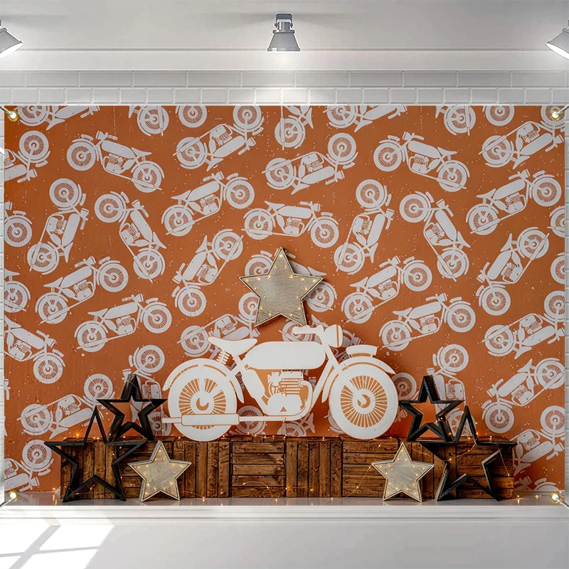 

LS Photography Background Glitter Motorcycle Star Decorations Prop Cake Smash Boy Birthday Party Portrait Photo Backdrop Studio