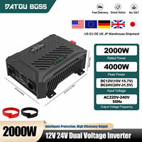 DATOUBOSS 2000W Pure Sine Wave Car Inverter DC12V-24V Auto Switching for RV Off-Grid Solar System Portable Dual Voltage Inverter