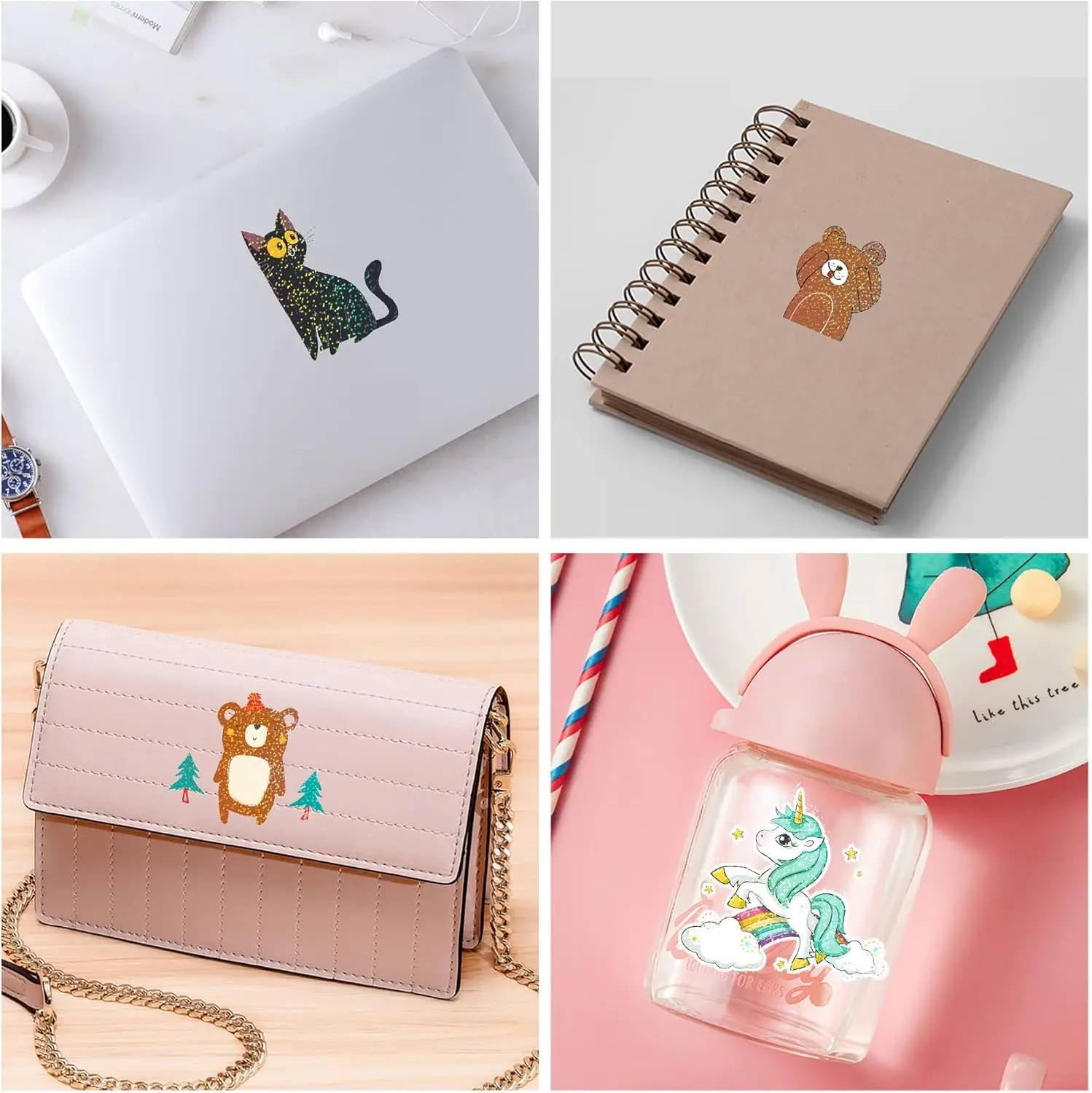 20/40 Sheets A4 Clear Holographic Cold Lamination Film Mixed Styles Waterproof Self-Adhesive Vinyl Sticker Paper 8.3x11.7 Inch