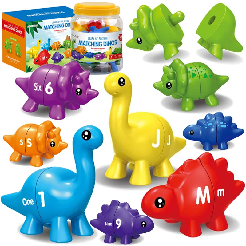 Kinderen Regenboog Bijpassende Dinosaurus Montessori Speelgoed Letter Digitale Kleur Vorm Educatieve Sensorische Sorteerspellen Vroeg Leren Speelgoed